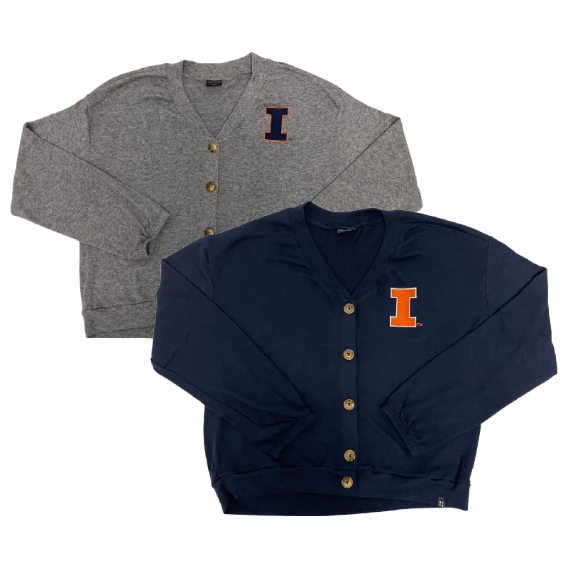 Illinois Fighting Illini Hype and Vice Ace Women's Cardigan Collared Crew Neck Turtle Neck