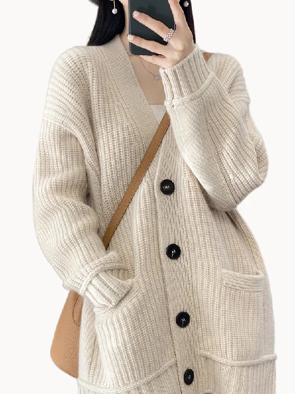 Maple Cinnamon 100% Merino Wool Cardigan Anti-Pilling Anti-Shrink Durable