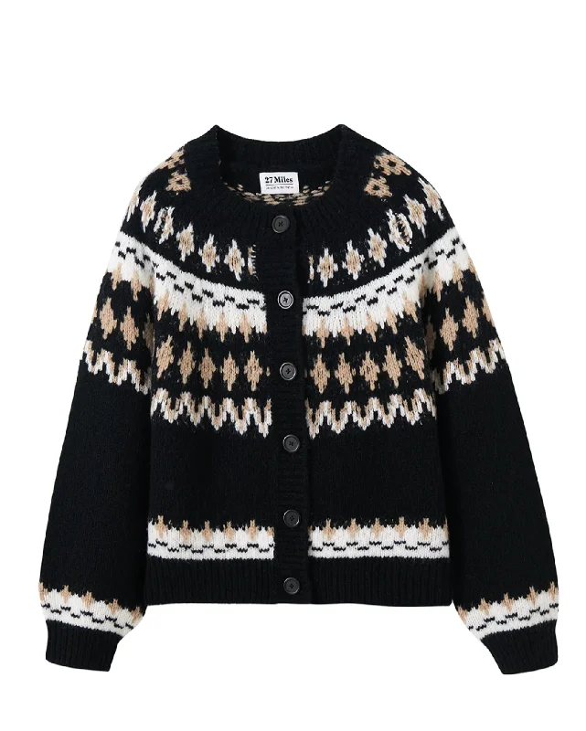 Calista Fair Isle Cardigan Boxy Cardigan Fitted Cardigan A-Line