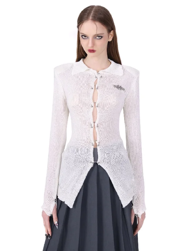 PINKSPINK Ethereal Sparkle Cardigan - Frost White Layered Multi-layer Single Layer