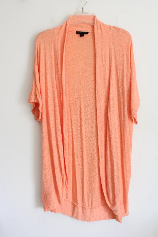 H By Halston Peach Orange Lightweight Knit Long Cardigan | L Spandex Rayon Corduroy