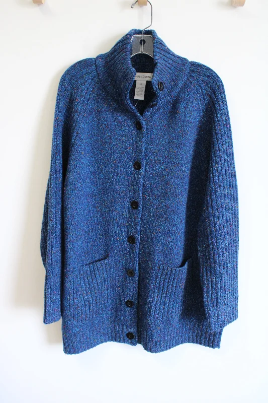 Draper's & Damon's Blue Knit Heavy Knit Cardigan | 1X Thin Thick Dense