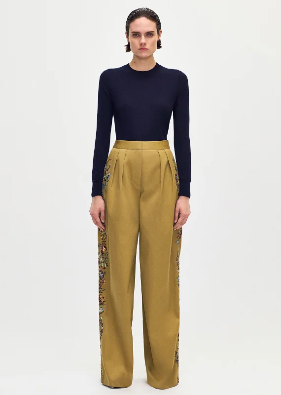 embroidered nils pant Denim Wide-Leg,