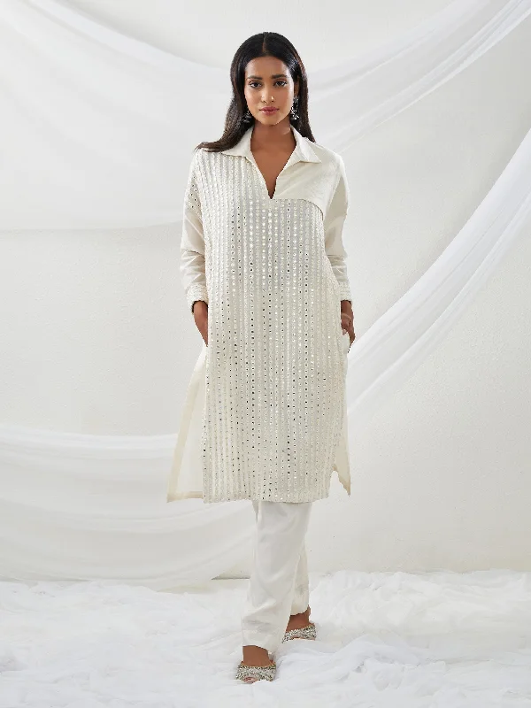 Mirrorwork Panel Tunic with Pant Trendy Straight,