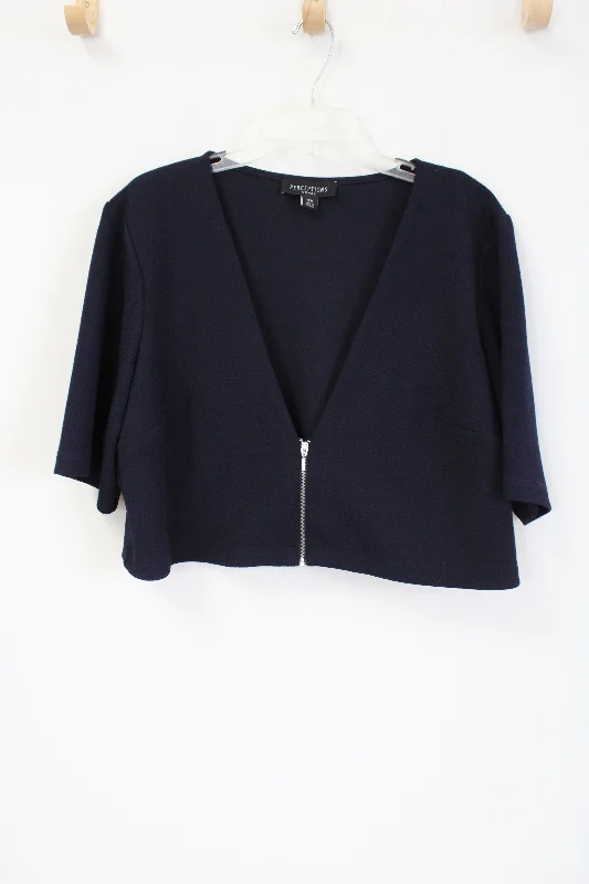 Perceptions Navy Blue Zip Up Shrug Cardigan | 18W Soft Cozy Warm