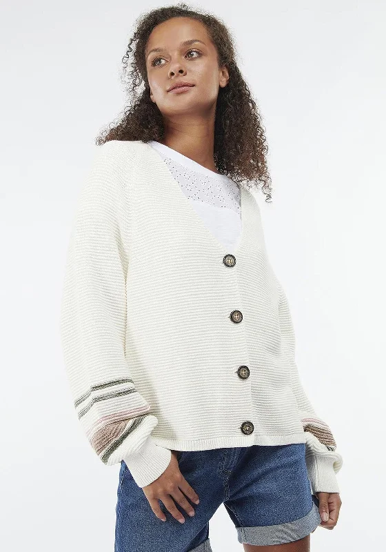 Barbour Womens Seaholly Knit Cardigan, Off White Soft Cozy Warm