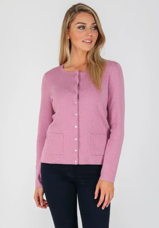 Gerry Weber Cotton Knit Cardigan, Pink Chenille Fabric Brocade Fabric Lace Fabric