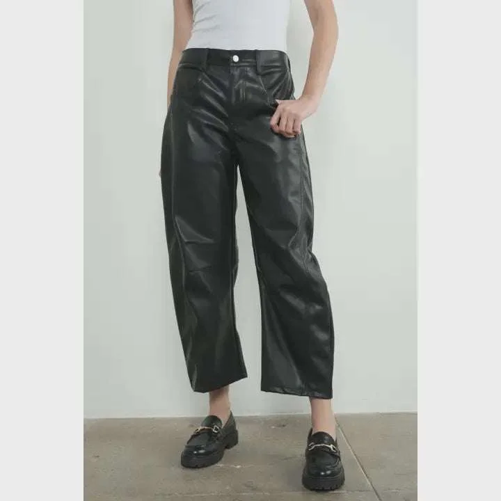 Relaxed Fit Faux Leather Pants Trousers Skinny,