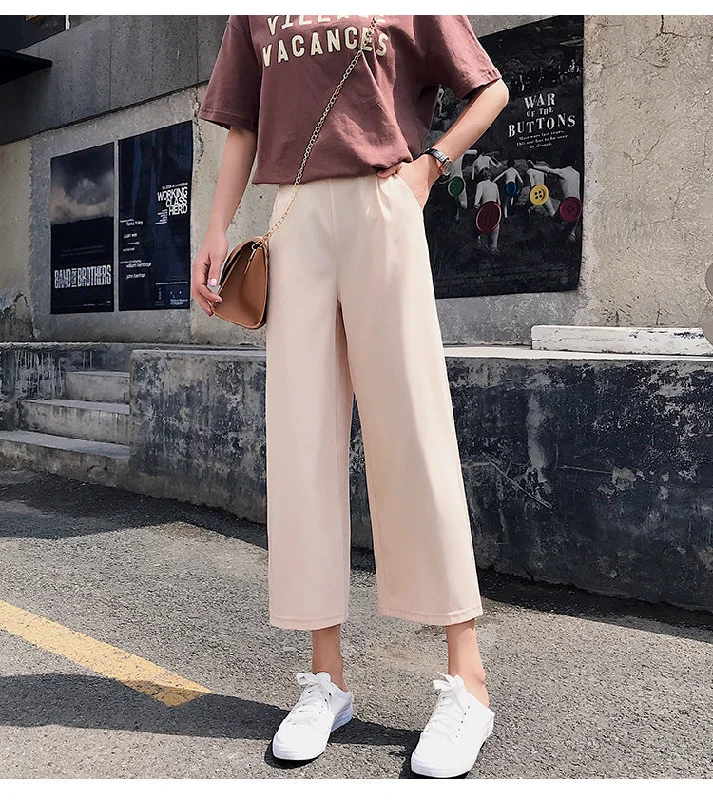 Chiffon Loose Pants Women's Spring And Summer Thin Capri Knit Pants Slimming High-waisted Korean-style Drape Pendant Sense Strai Quality Skinny,