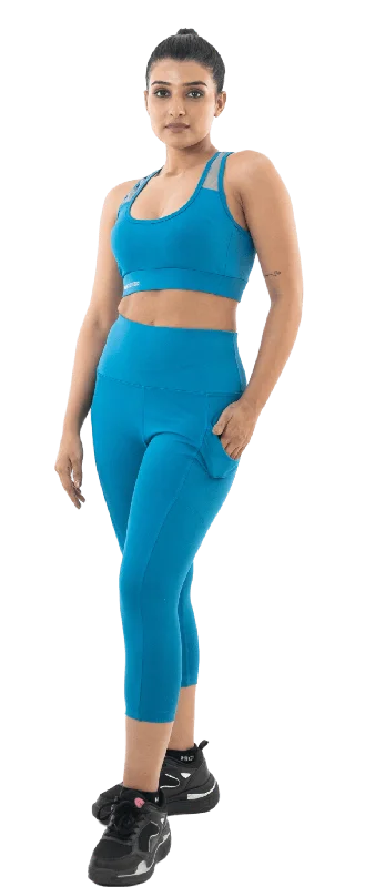 Sea Port Blue High Waist Capri Pant Free Shipping Bootcut,