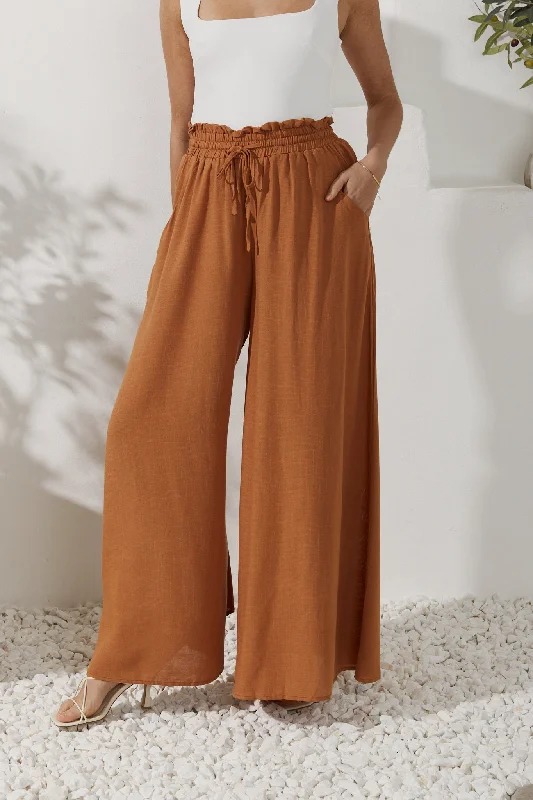 Sol Rust Brown Wide Leg Pants Flared Skinny,