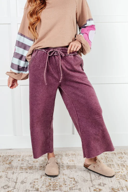 Hazel Blues® |  In or Out Wide Leg Cropped Pants in Eggplant Jeggings Discount,