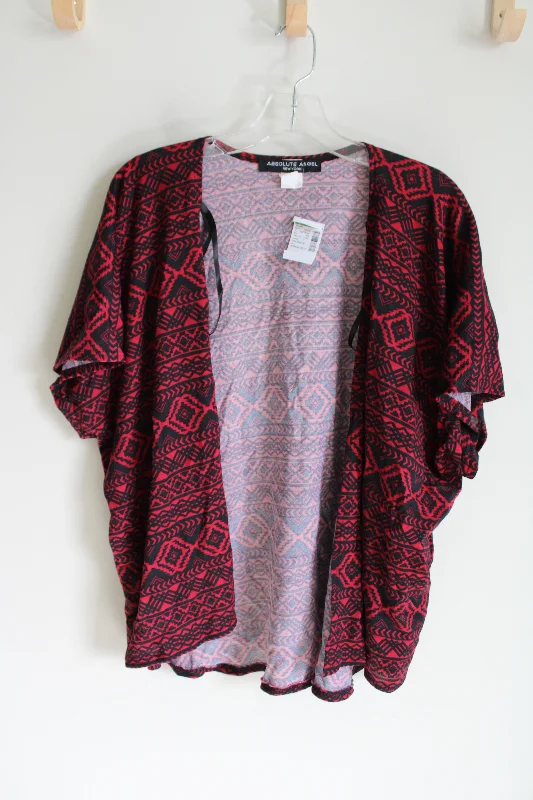 NEW Absolute Angel Red & Black Aztec Pattern Cardigan | L/XL Seamless Knitted Crochet