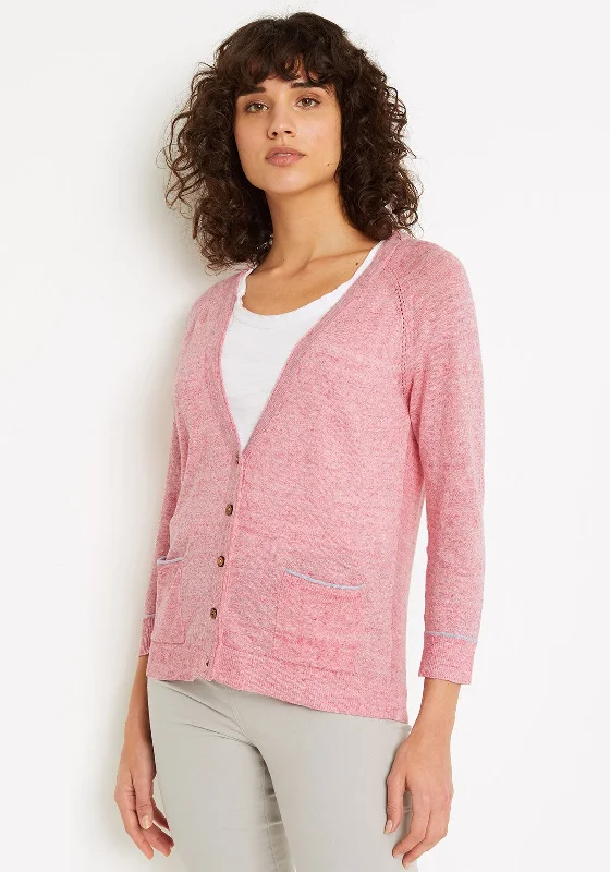 White Stuff Anchor Marl Cardigan, Pink Plaid Cardigan Polka Dot Checkered