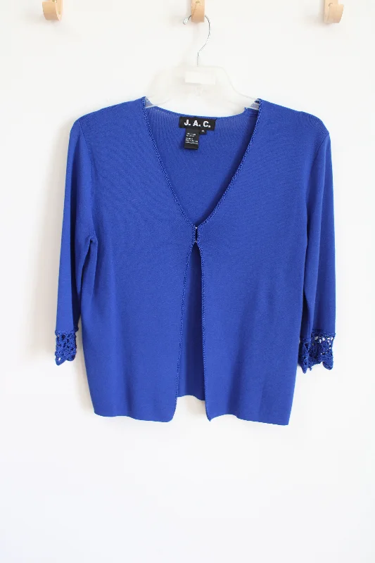 J.A.C. Vintage Cobalt Blue Cardigan | XL Fleece Cardigan Nylon Polyester