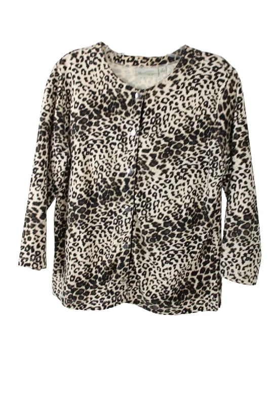 Studio Works Leopard Cardigan | M Knit Fabric Woven Fabric Fleece Fabric