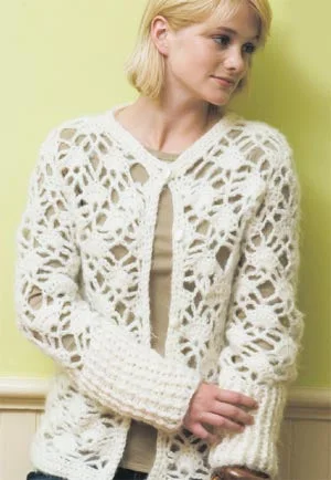 Casual Elegance Cardigan (Crochet) Fitted Slim Tailored