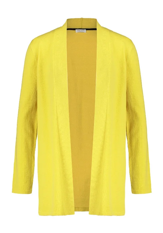 Gerry Weber Open Front Cardigan, Yellow Crew Neck V-Neck Turtle Neck