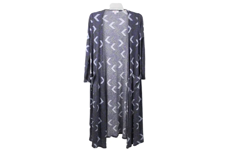 LuLaRoe Gray Blue Aztec Long Cardigan | XS Lightweight Heavyweight Midweight