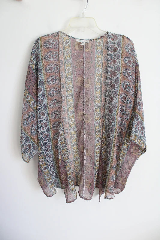 American Eagle Patterned Chiffon Cardigan | XS/S Patchwork Embroidered Appliqued