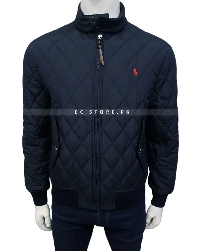 RL Diamond Quilted Navy Blue Jacket Toggled Jacket Drawstring Jacket Belted Jacket