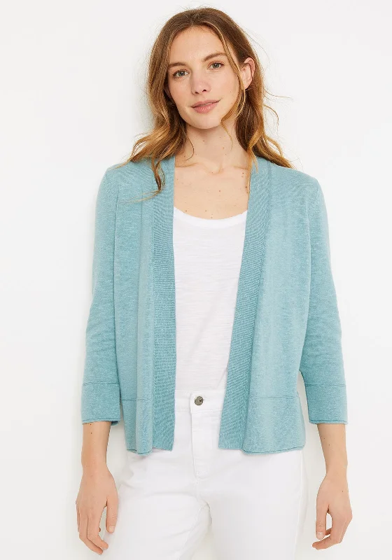 White Stuff Ocean Cotton & Linen Cardigan, Duckegg Blue Asymmetrical,ymmetric Pencil Cardigan