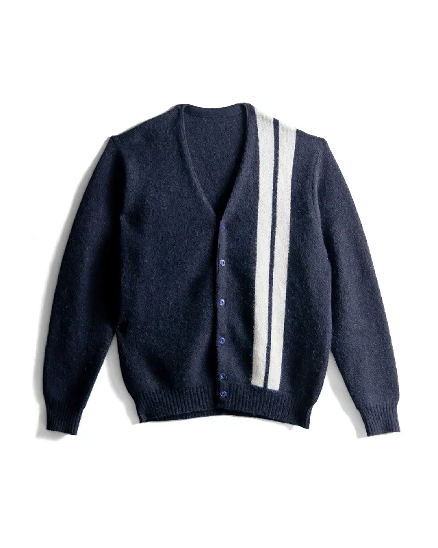 Comp Stripe Cardigan - Navy Elasticated Padded Insulated