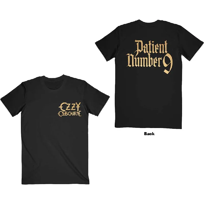 OZZY OSBOURNE Attractive T-Shirt, Patient No. 9 Gold Logo Elegant Classic Vintage