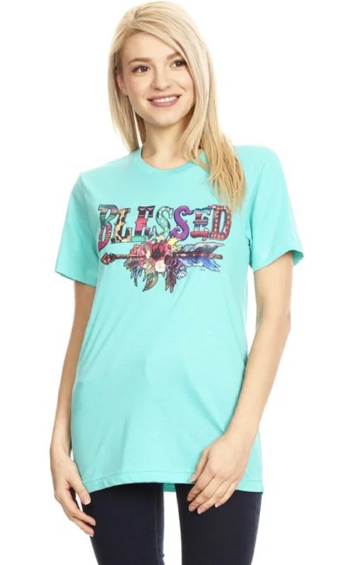 Blessed Graphic Tee Plaid T-Shirt Polka Dot Checkered