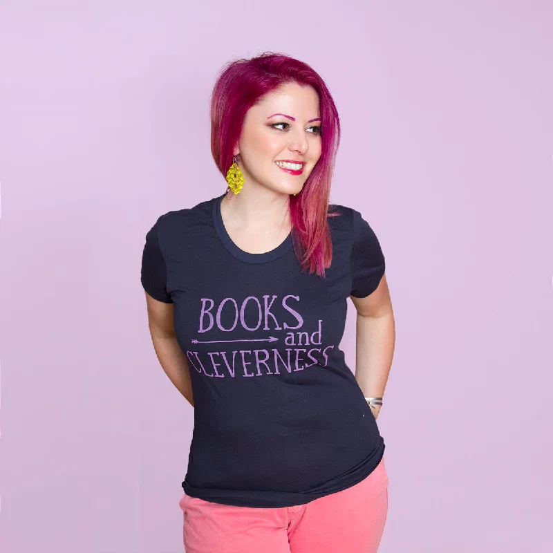 BOOKS AND CLEVERNESS Women/Junior Fitted T-Shirt Beaded Sequined Faux Fur