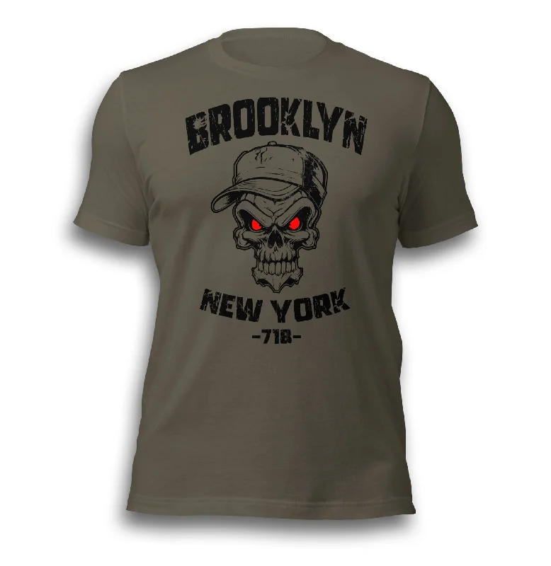 BROOKLYN NEW YORK 718 ARMY GREEN UNISEX T-SHIRT Handmade Hand-knitted Hand-woven