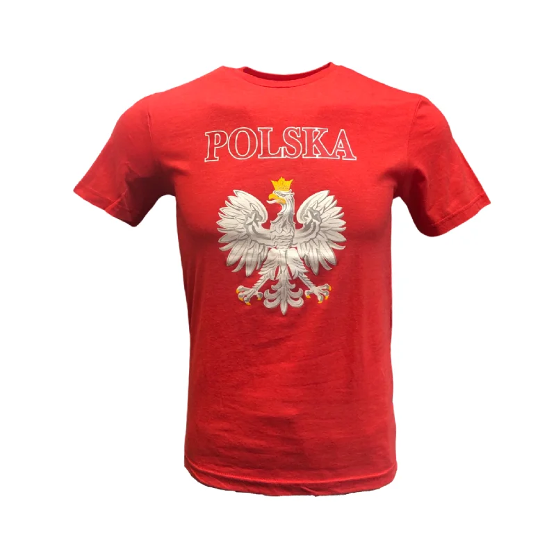 Bulk of T-Shirt Polska Eagle Emblem Red 12 Pack Silk Blend Satin Velvet