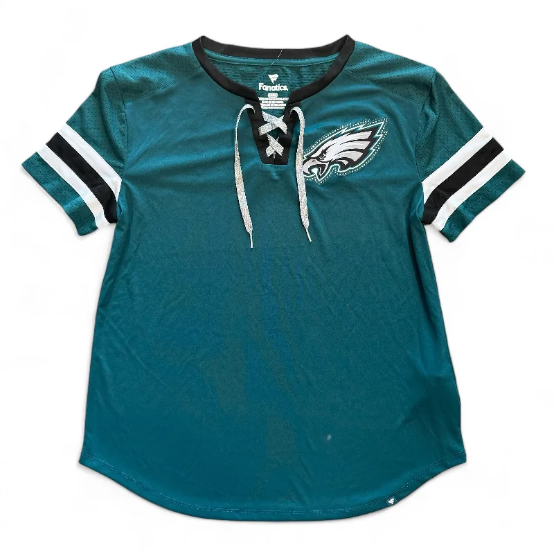 Philadelphia Eagles Women's True Catch Lace Up T-Shirt Satin Fabric Silk Fabric Chiffon Fabric