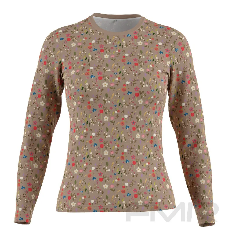 FMR Women's Floral Print Long Sleeve Performance Shirt Modern Contemporary Chic