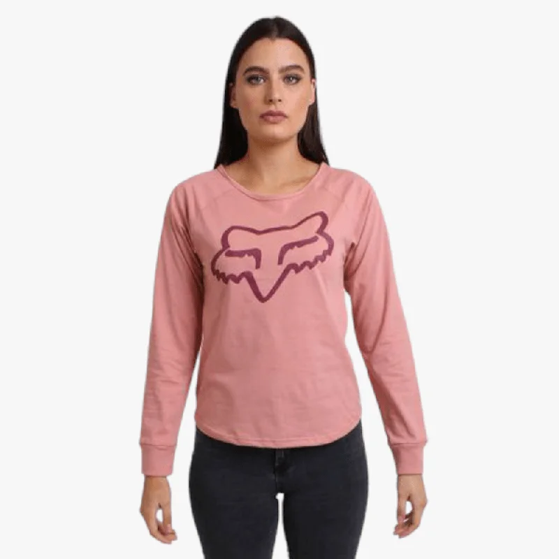 Fox Womens Boundry Long Sleeve Tee Dusty Pink Knit Fabric Woven Fabric Fleece Fabric