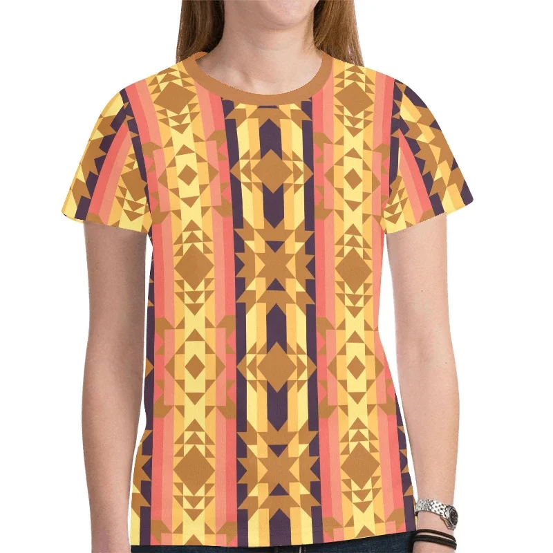 Infinite Sunset T-shirt for Women Print Jacquard Patchwork