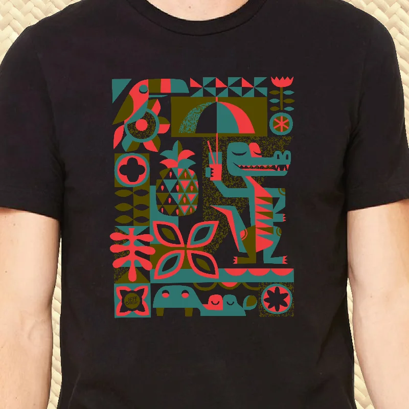 It's A Tiki World Unisex Tee Front Pockets Side Pockets Patch Pockets