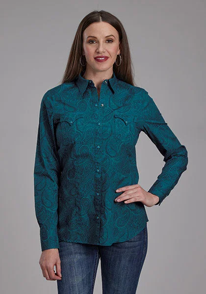 Karman Women's Tonal Paisley Shirt Polka Dot Checkered Tartan