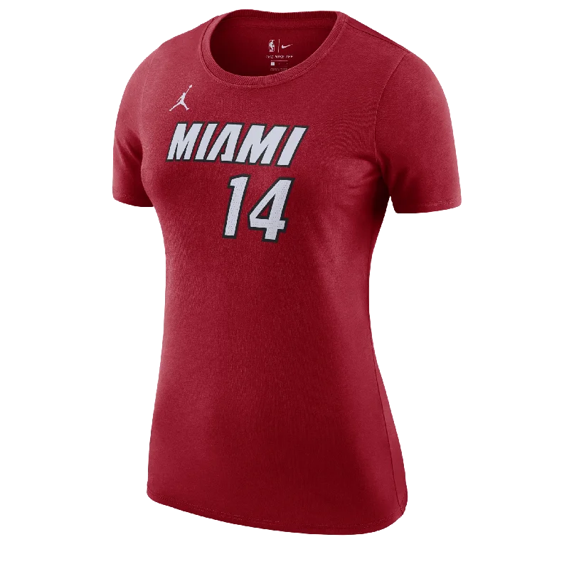 Tyler Herro Nike Jordan Brand Statement Red Name & Number Women's Tee Collared Crew Neck Turtle Neck