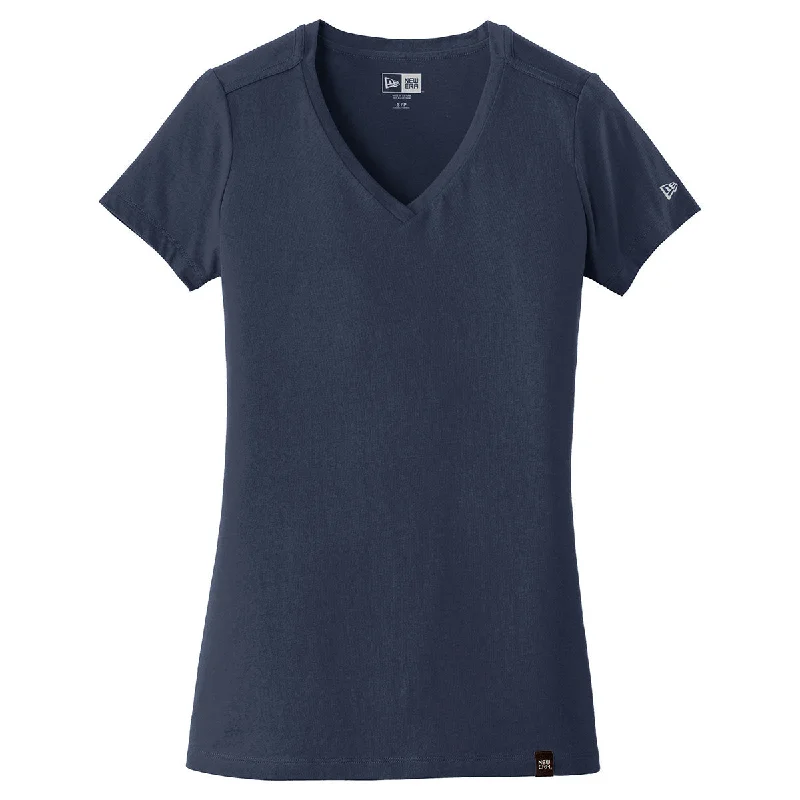 New Era Women's True Navy Heritage Blend V-Neck Tee Jersey Fabric Tulle Fabric Batik Fabric