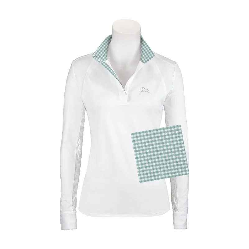 RJ Classics- Maddie Show Shirt (Green Gingham) Beaded Sequined Faux Fur