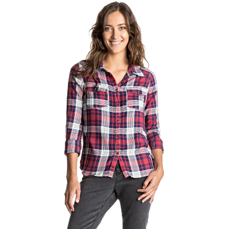 Roxy Plaid On You Women's Button Up Long-Sleeve Shirts (Brand New) Handmade Hand-knitted Hand-woven