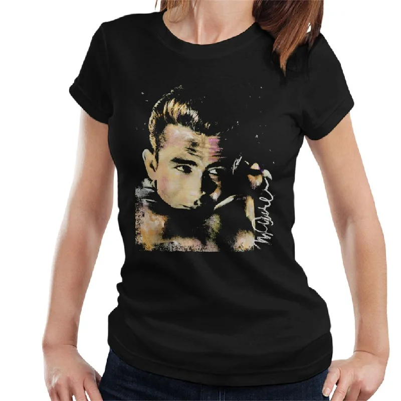 Sidney Maurer Original Portrait Of James Dean Quiff Women's T-Shirt Handmade Hand-knitted Hand-woven