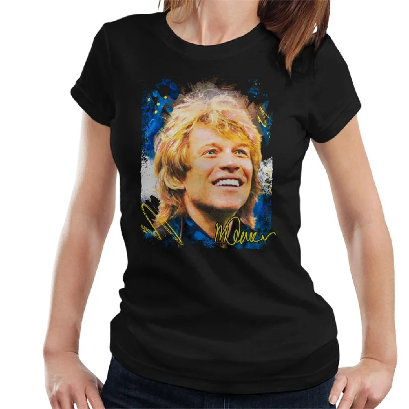 Sidney Maurer Original Portrait Of Jon Bon Jovi Smile Women's T-Shirt Nylon Fabric Polyester Fabric Spandex Fabric