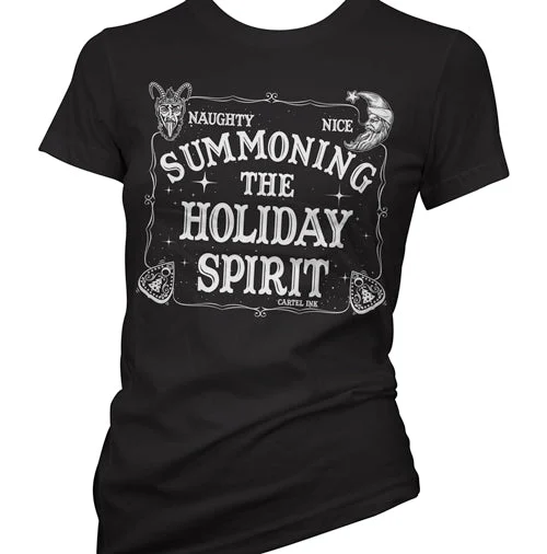 Summoning The Holiday Spirit Women's T-Shirt Lace Blend Ribbed Blend Corduroy Blend