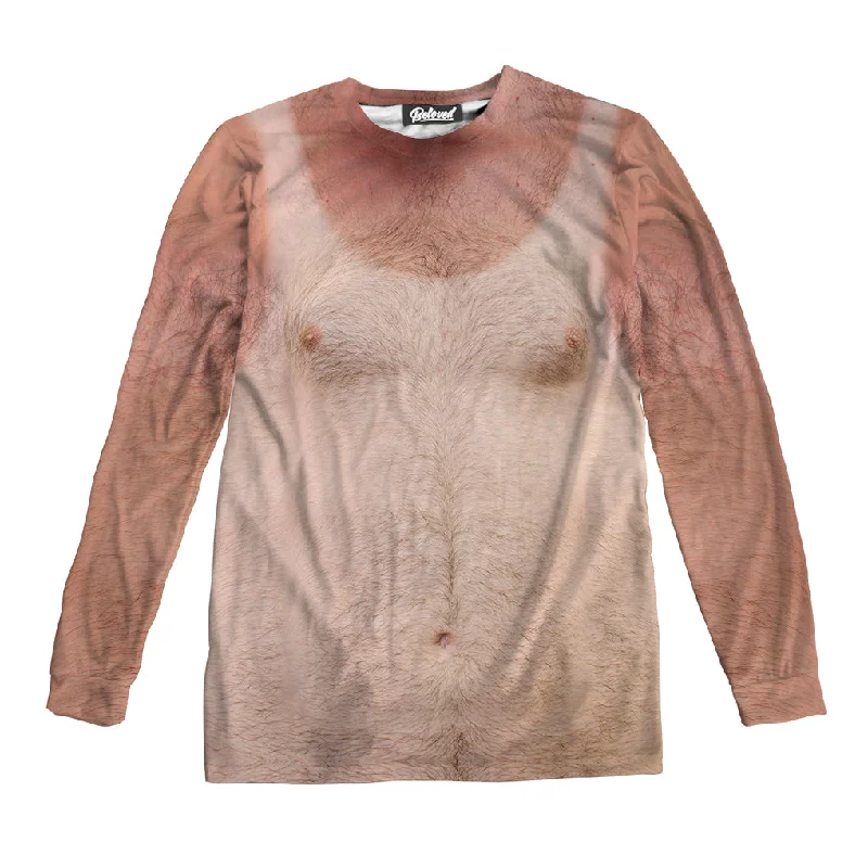 Tan Lines Sexy Chest Unisex Long Sleeve Tee Solid Print Embellished