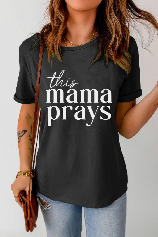 THIS MAMA PRAYS Ladies T-Shirt Front Pockets Side Pockets Patch Pockets