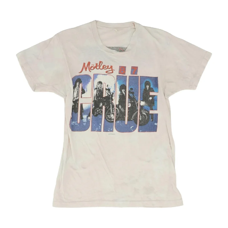 Vintage 1987 Pink motley Crue Crewneck T-Shirt Fashionable Trendy Casual