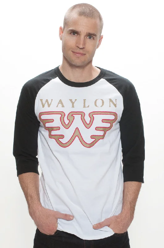 Waylon Jennings Gold Flying W Unisex Baseball Tee Graphic T-Shirt Round Neck Polyester