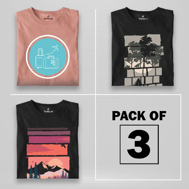 Women Graphic Half Sleeve T-Shirt Combo - Pack of 3 Fashionable Trendy Casual